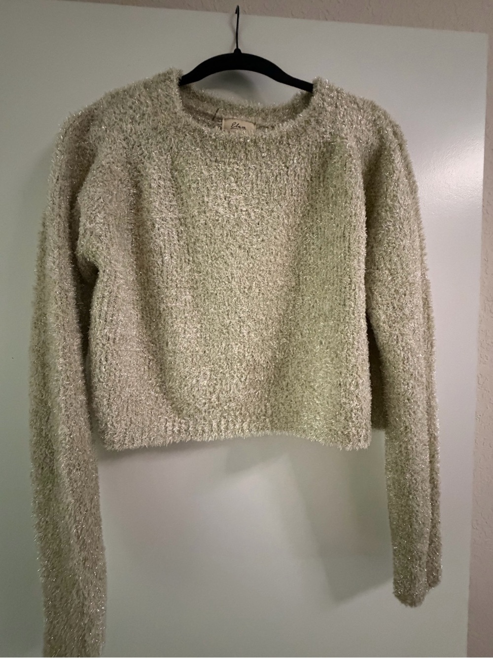 Elan Cozy Cream Crewneck Sweater - With Sparkle Women's